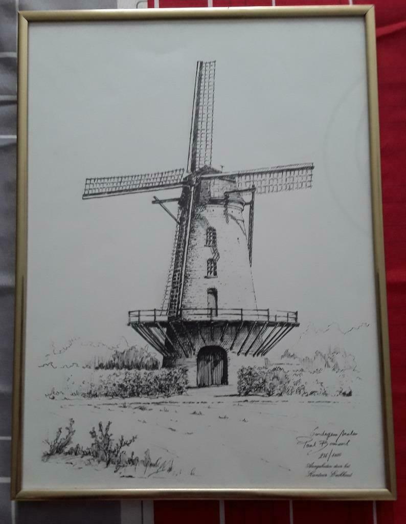Ets Lede Oordegem Molen 236/1000 door Paul Boonaert, Antiek en Kunst, Kunst | Etsen en Gravures, Ophalen of Verzenden