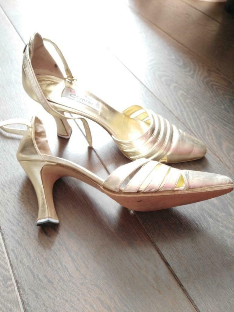 Sandales cuir dorées cyprès, Autres couleurs, Chaussures à haut talons, Enlèvement, Porté