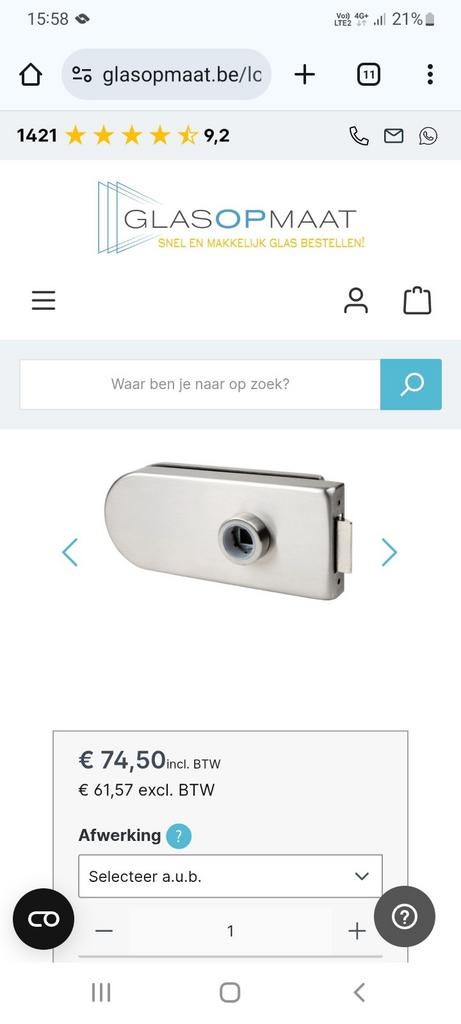 Dorma slot voor glazen deur, Ophalen