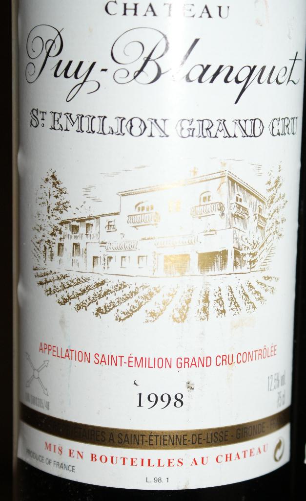 1 Bt. St-Emilion GC - Château Puy-Blanquet rouge 75cl 1998, Neuf, Enlèvement ou Envoi, Pleine, Vin rouge