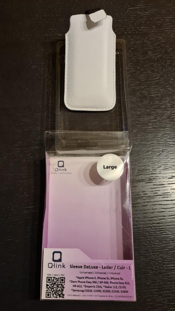 Housse cuir véritable blanc pour petit GSM, Enlèvement ou Envoi, Neuf