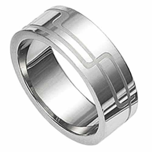 Stalen unisex ring met gegraveerd design - OP=OP!, Handtassen en Accessoires, Ringen, Nieuw, Dame of Heer, Zilver, IJzer of Staal