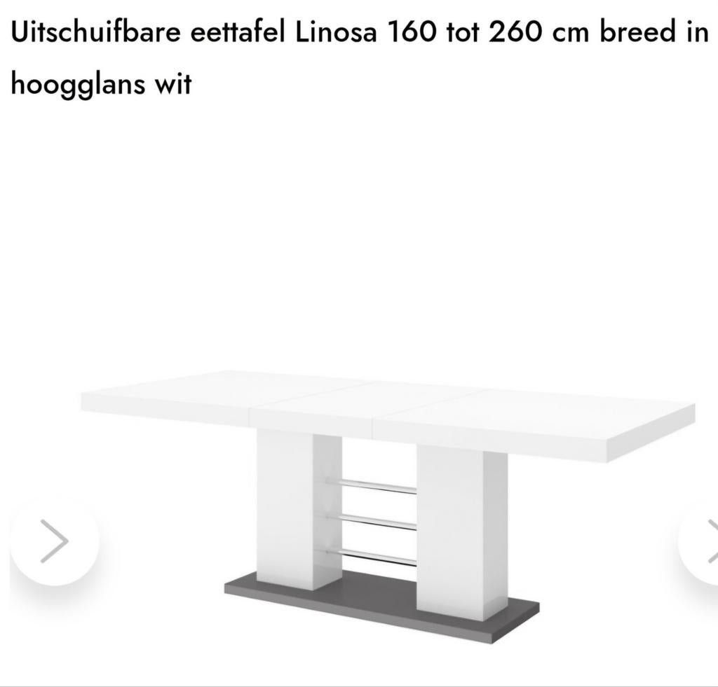 Eettafel uitschuifbaar in hoogglans wit, Maison & Meubles, Tables | Tables à manger, Enlèvement