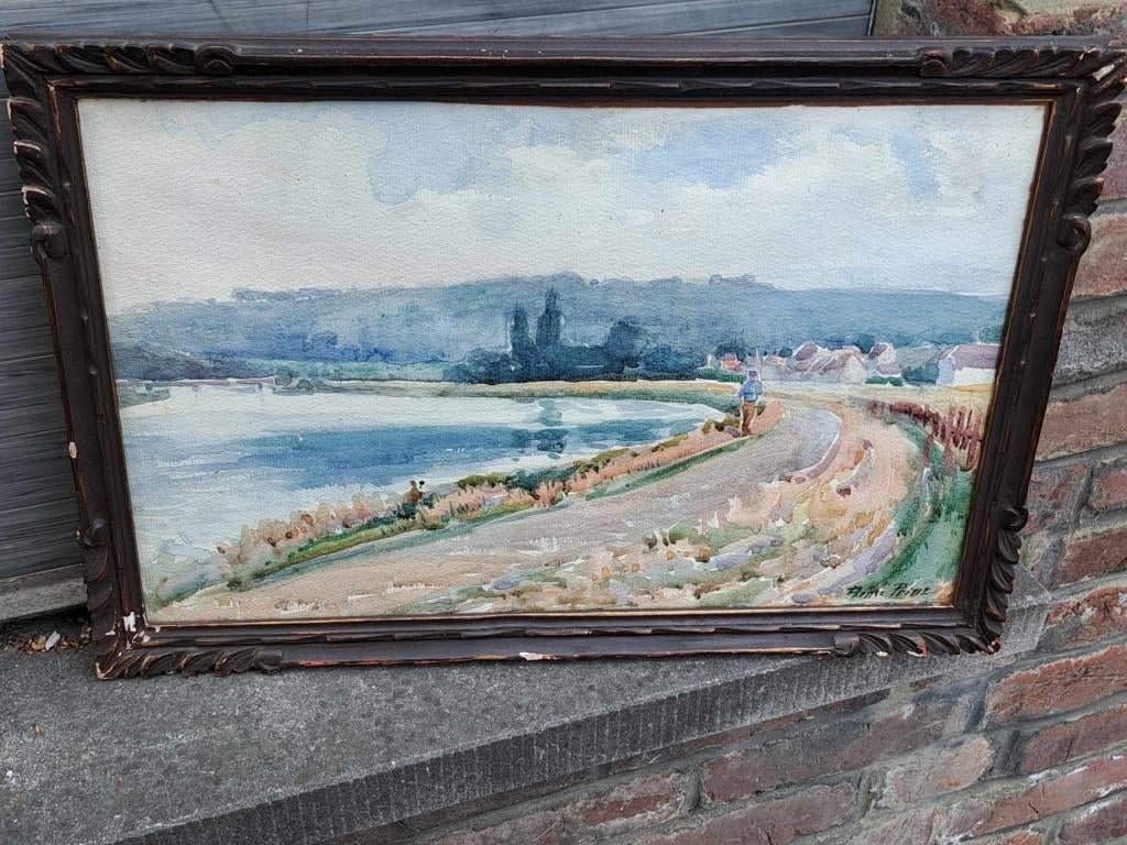 aquarelle paysage signe renee prinz, Antiquités & Art, Enlèvement ou Envoi