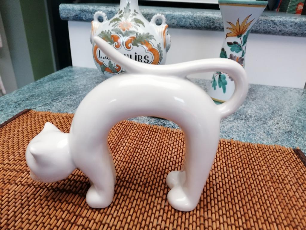 Art Deco Kat Gestileerd wit keramiek ca 1930, Ophalen of Verzenden
