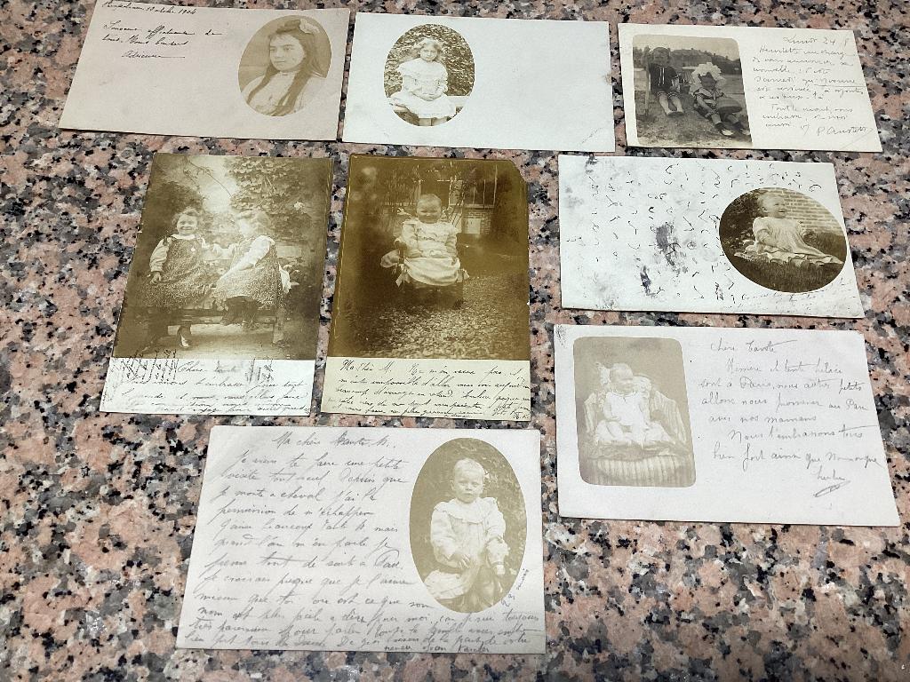 Lot van 8 oude postkaarten met foto kind, Verzamelen, Postkaarten | Themakaarten, Ophalen of Verzenden, Voor 1920, Gelopen, Kinderen