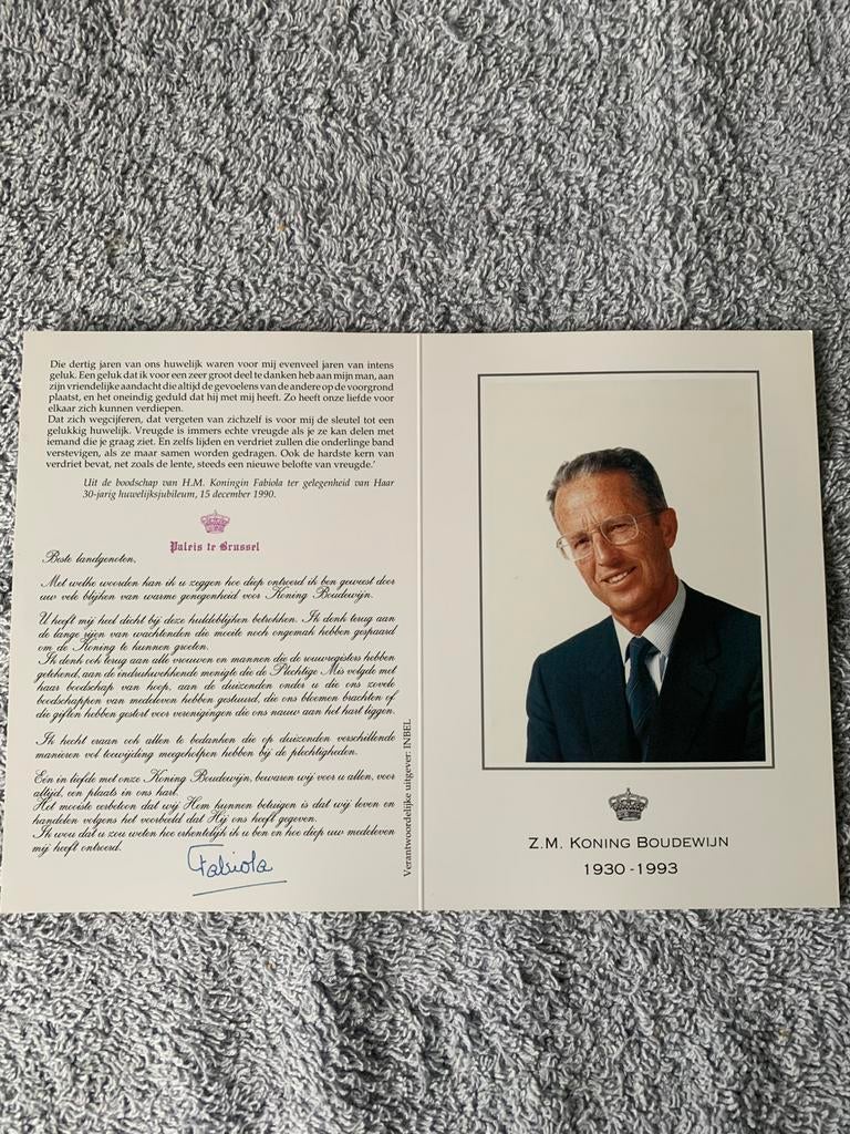 Bidprentje Koning Boudewijn, Ophalen, Bidprentje