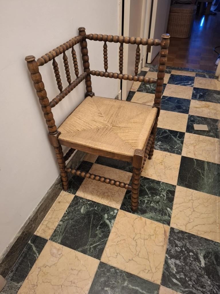 vintage stoeltje, Comme neuf, Brun, Enlèvement, Bois