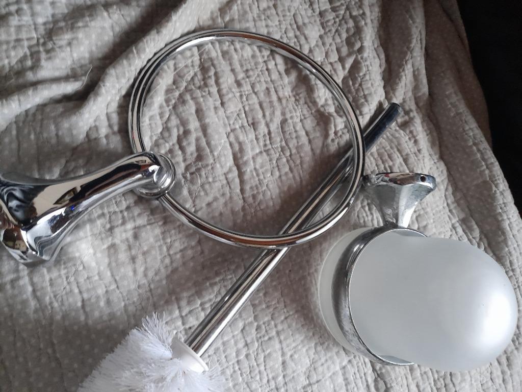 Set de salle de bain anneau serviette, tasse verre, Enlèvement, Utilisé
