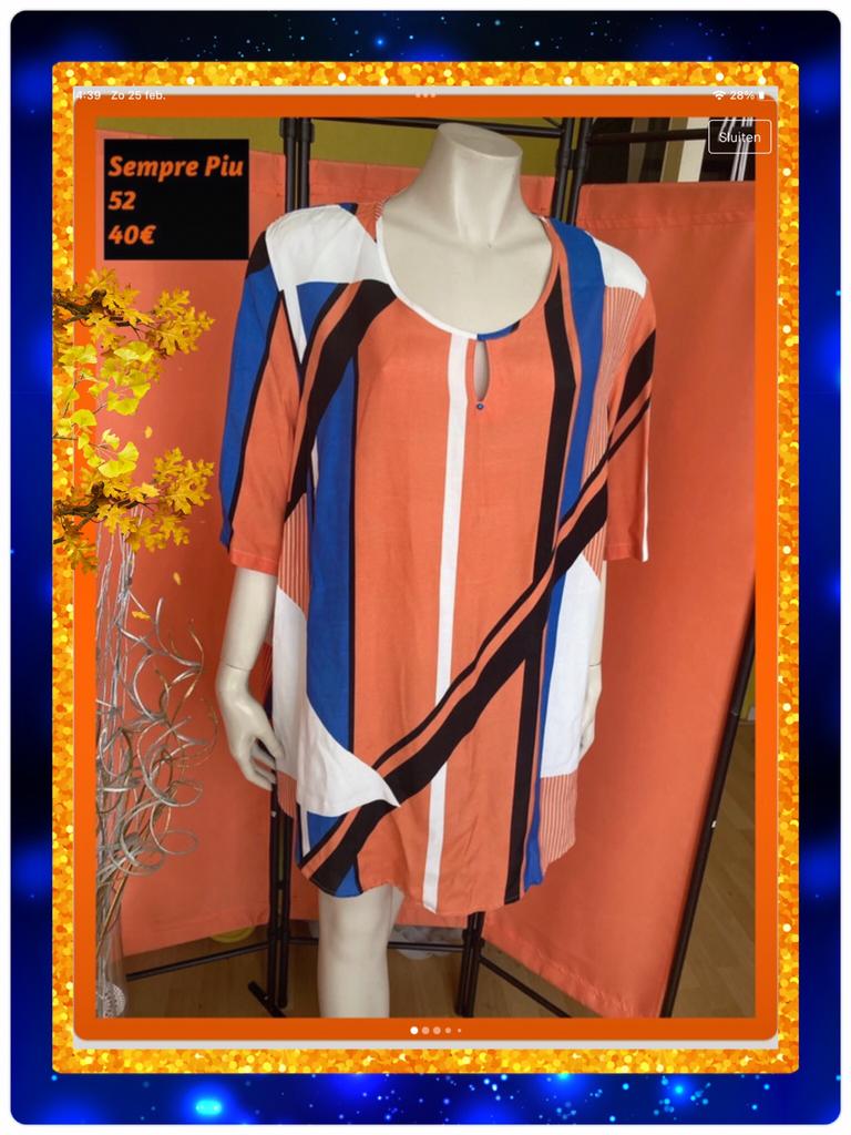Tuniek dames 52   Sempre Piu, Kleding | Dames, Blouse of Tuniek, Oranje, Ophalen of Verzenden, Zo goed als nieuw