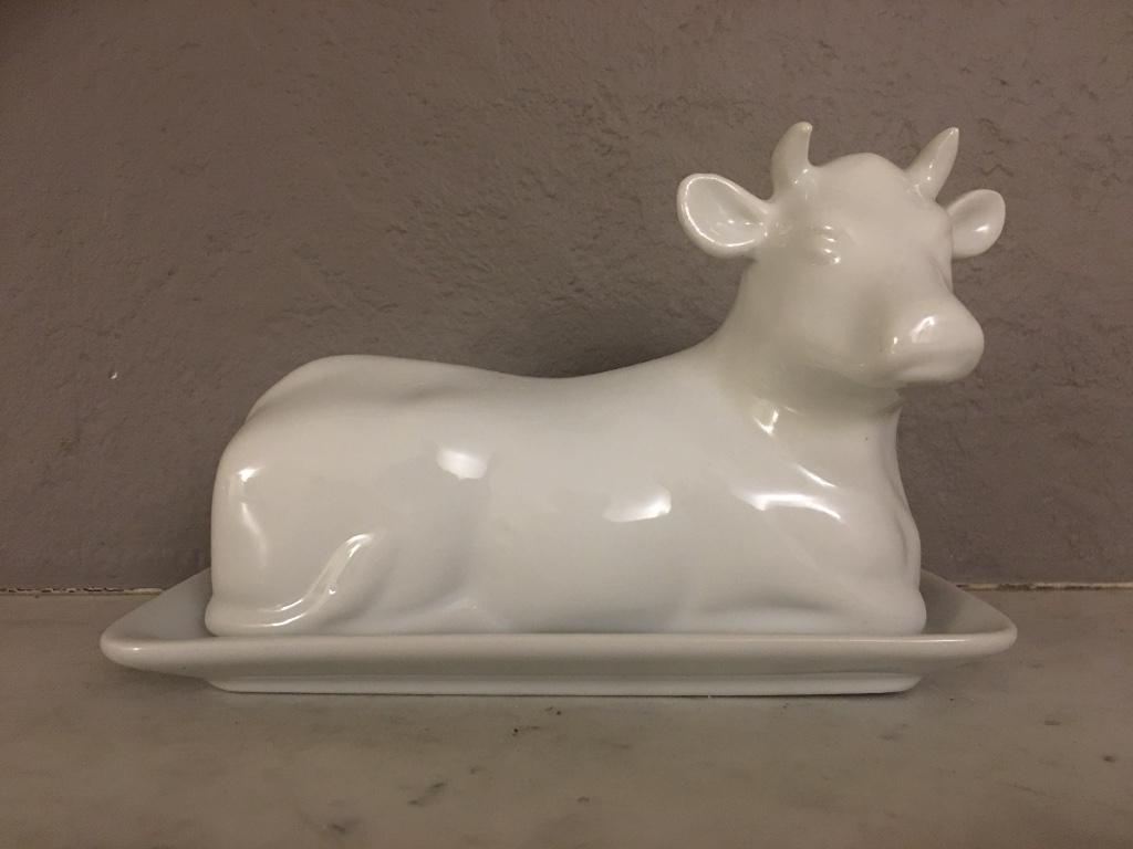 Beurrier de vache rétro en porcelaine, Collections, Enlèvement, Maison et Meubles