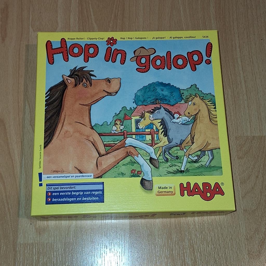 Spel Hop in Galop, Hobby en Vrije tijd, Drie of vier spelers, Ophalen of Verzenden, Zo goed als nieuw, Haba