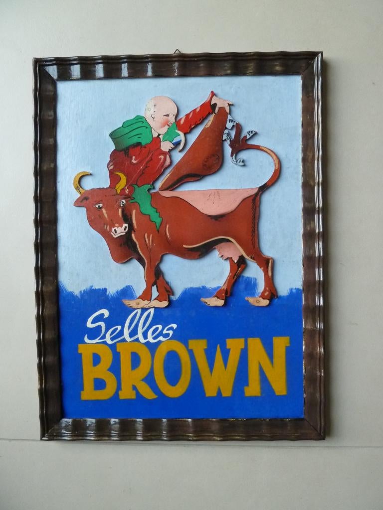 antieke fiets reclamebord zadels BROWN geen emaille bord, Ophalen of Verzenden, Reclamebord