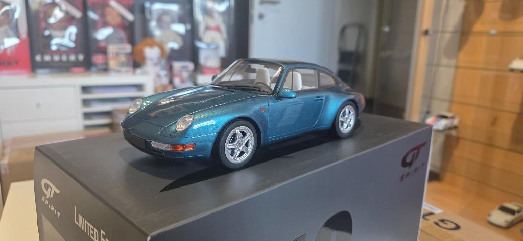 Porsche 911 (993) Targa Bleu Turquoise 1/18 GT-Spirit, Enlèvement ou Envoi, Comme neuf, Voiture, Autres marques