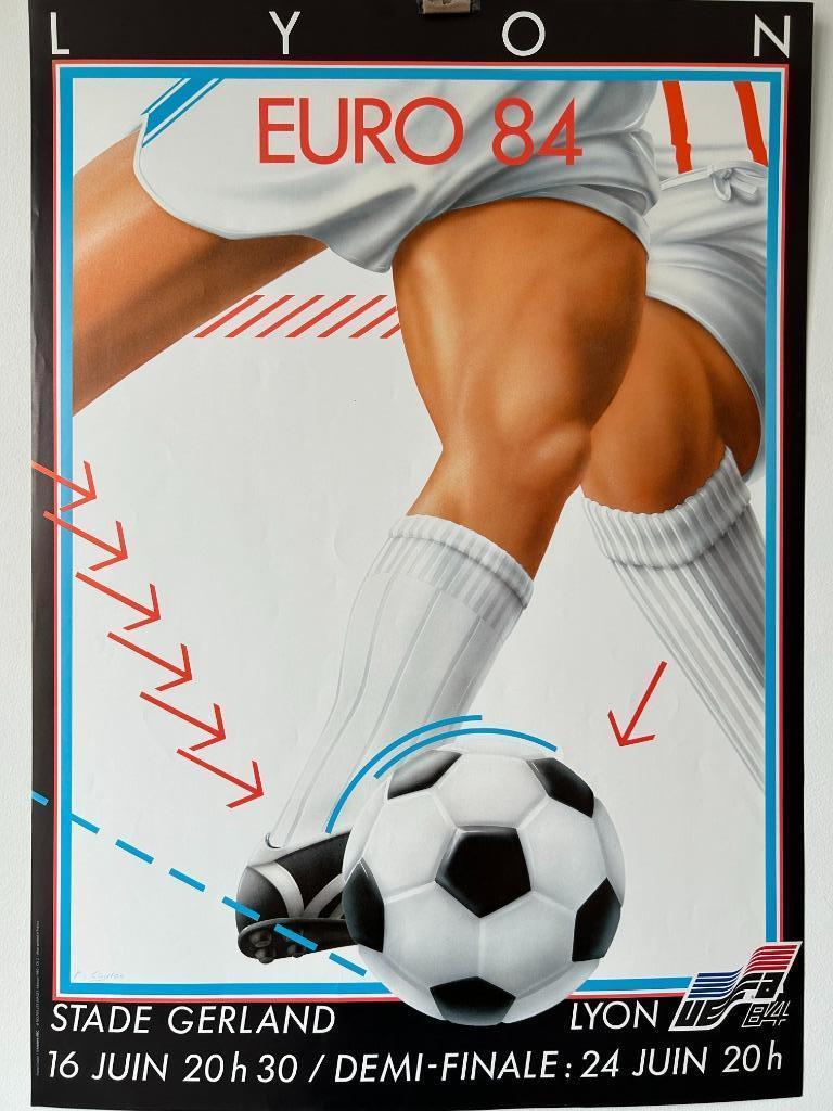 Orig. Vintage poster EURO 84 - France, Lyon 1983, 85 x 60cm, Antiek en Kunst, Ophalen of Verzenden