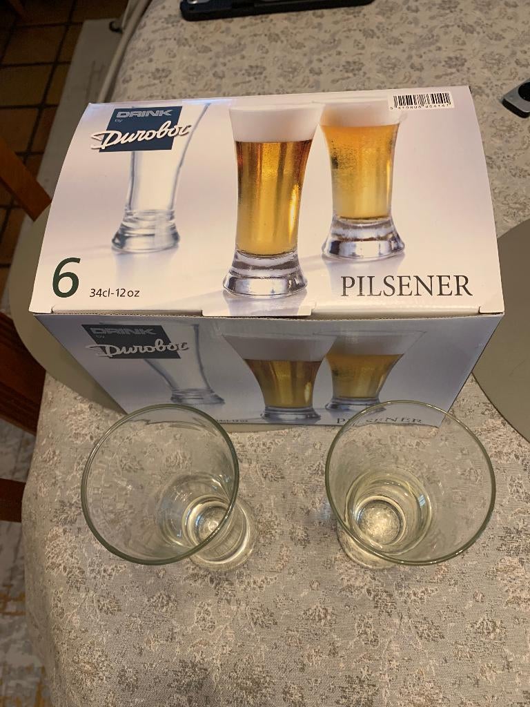 8 verres à bière Durobor style Tuborg, Ophalen of Verzenden, Nieuw, Bierglas