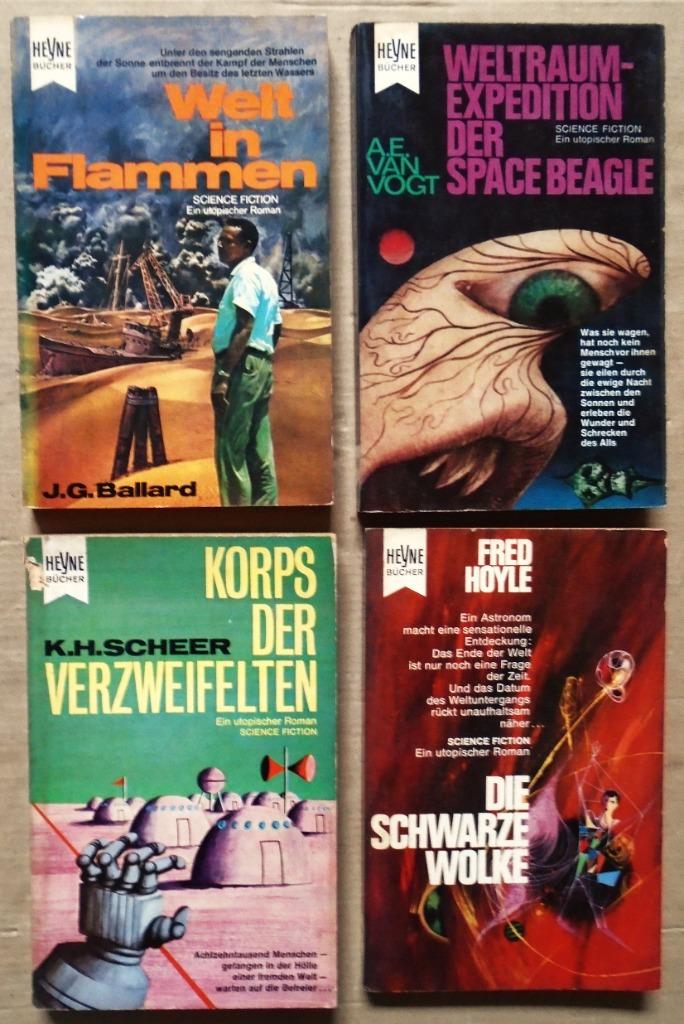 4 Erstausgaben von Heyne Science-Fiction-Romanen - 1964/68, Ophalen of Verzenden, Gelezen, Diverse auteurs