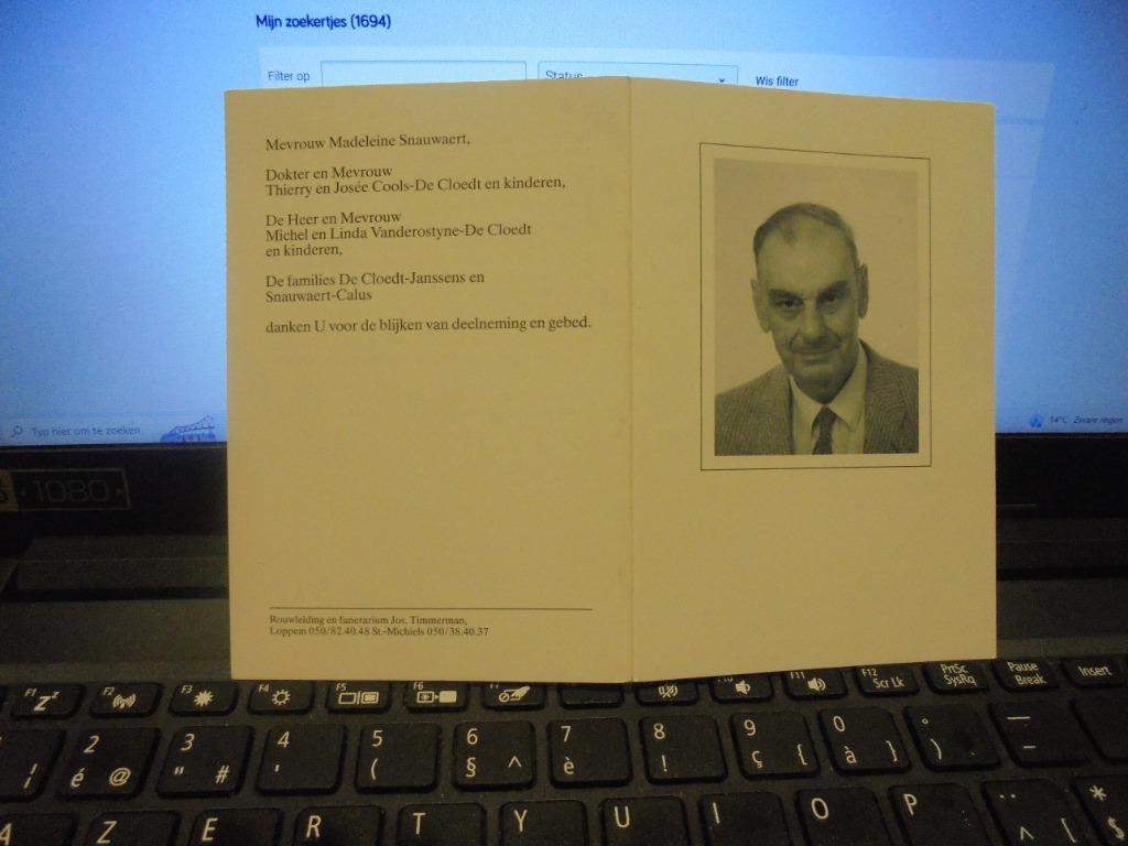 dp Roger De Cloedt, Verzamelen, Ophalen of Verzenden, Bidprentje