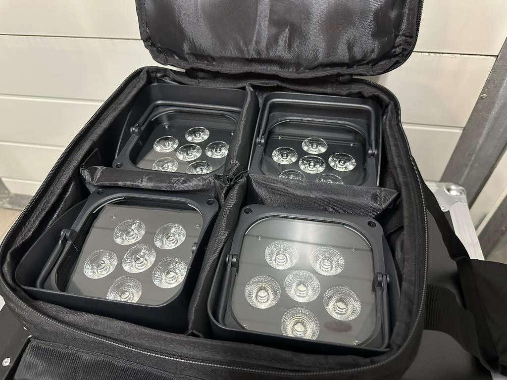 Set 4x led batterij  uplighters 6x18w. Kompleet met tas., Ophalen, Nieuw