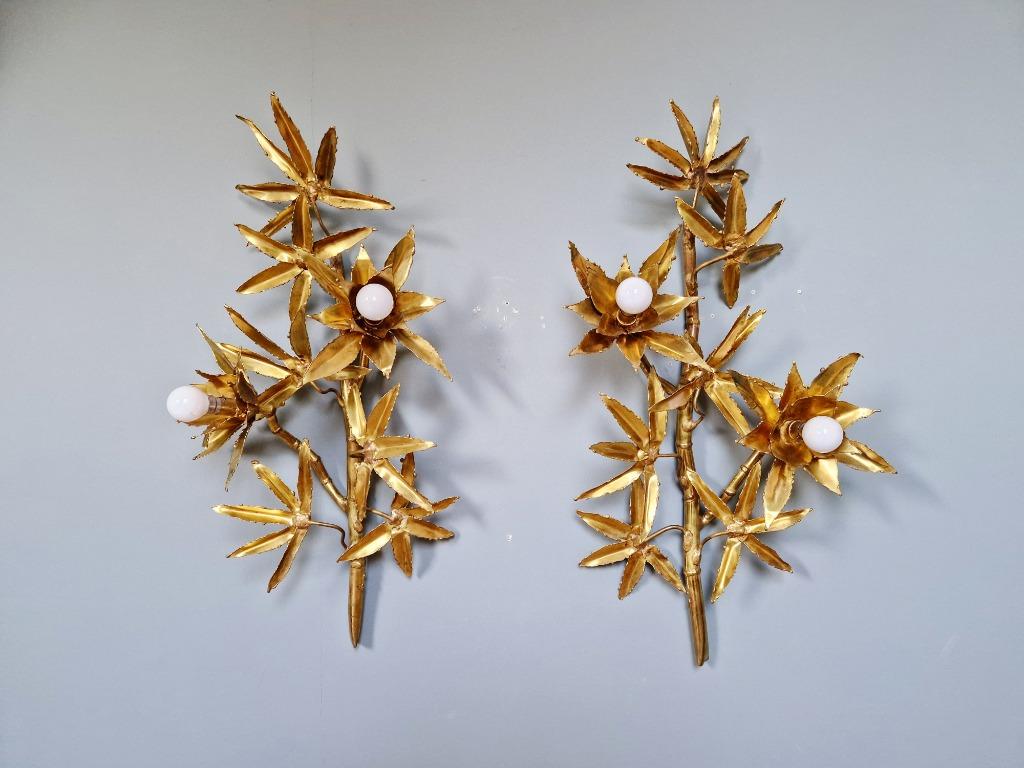 Groot paar koperen bloemenkandelaars, Maison Jansen, Antiek en Kunst, Ophalen