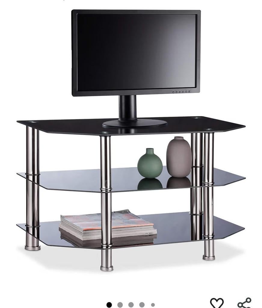 meubles télé en verre 3 étages, Maison & Meubles, Enlèvement ou Envoi, Utilisé, Verre, 100 à 150 cm