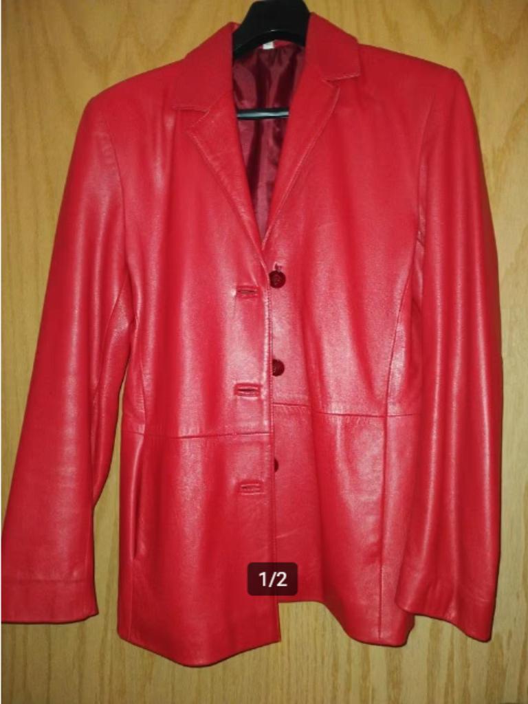 Veste femme en cuir rouge, Enlèvement ou Envoi, Comme neuf, Taille 42/44 (L), Rouge