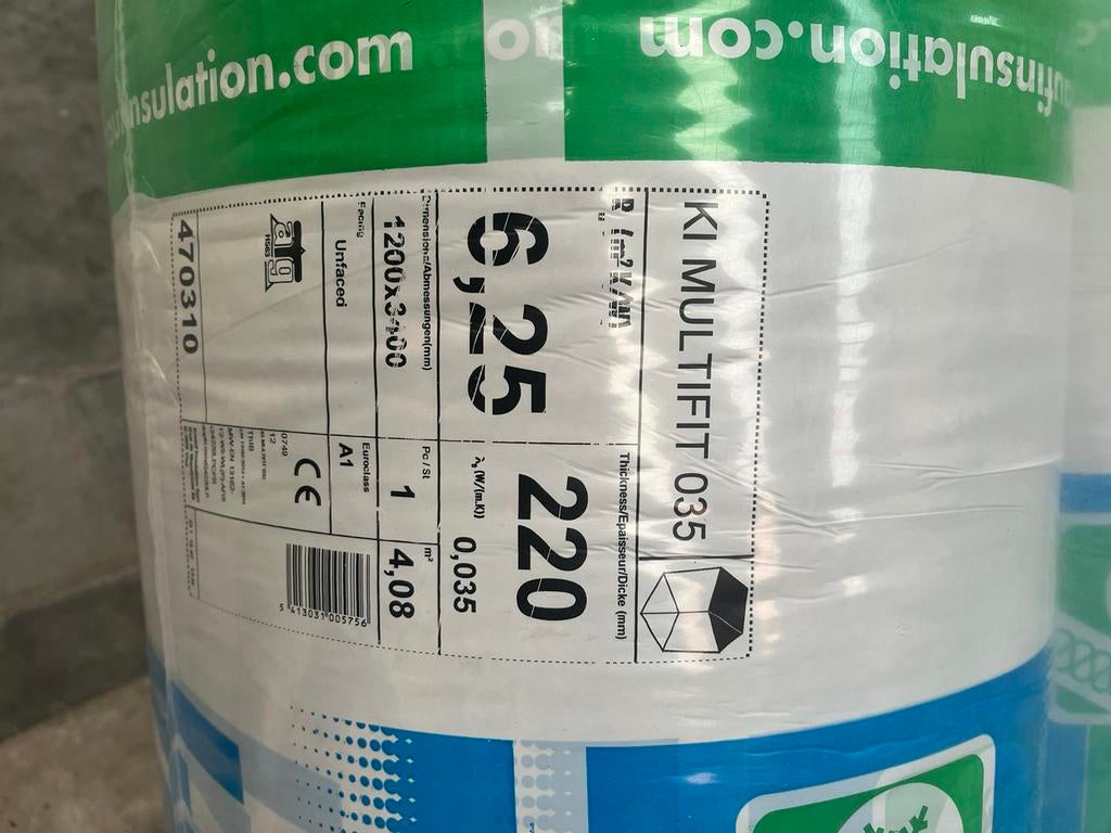 Isolatie 22 cm van knauf 25 rollen, Ophalen of Verzenden, Nieuw