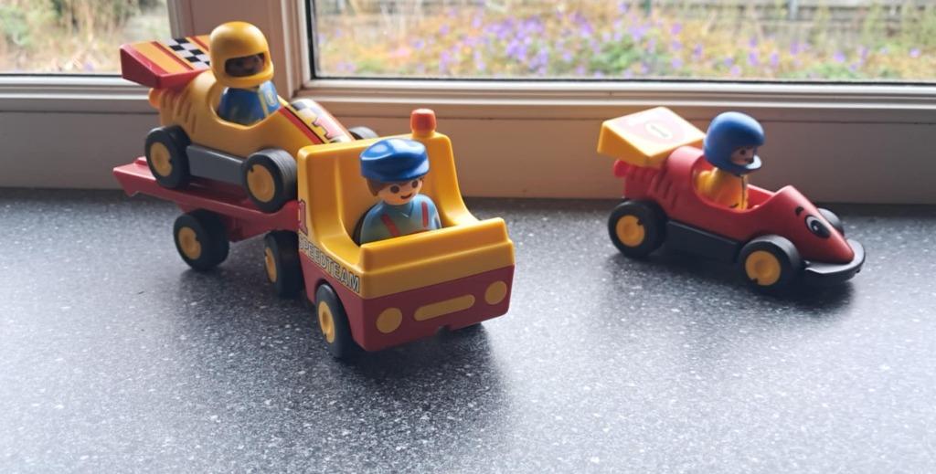 playmobile 1 2 3  zoo,racewagens en stal, Ophalen
