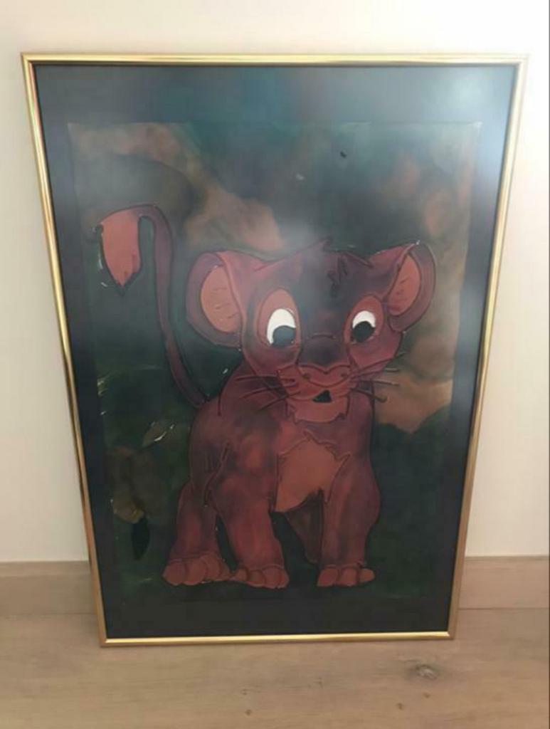 Cadre avec lionceau, Enlèvement, Comme neuf, Peinture
