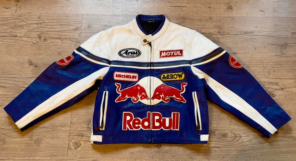 Veste moto Redbull - Red Bull - en cuir vintage 12 ans, Motos, Seconde main, Enfants, Manteau | cuir