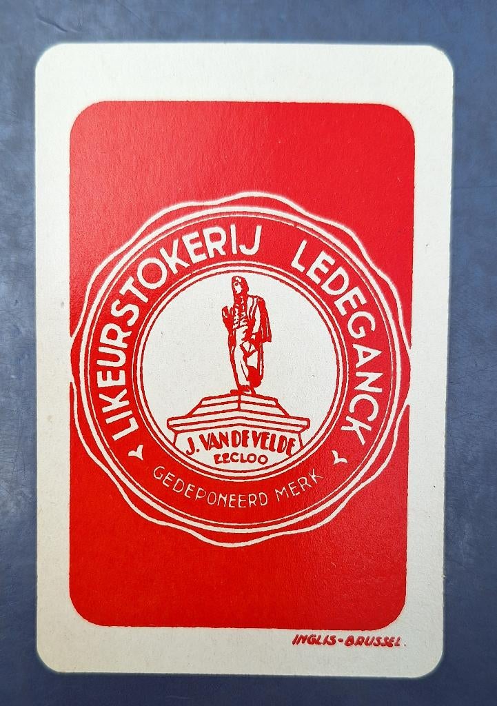 Speelkaart Eeklo  – Likeurstokerij Ledeganck, rood_81, Ophalen of Verzenden, Gebruikt, Speelkaart(en)