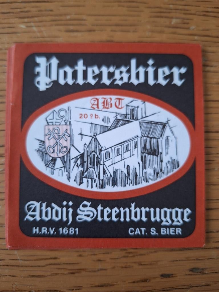 Bieretiket Patersbier Abdij Steenbrugge brouwerij Costenoble, Verzamelen, Biermerken, Ophalen of Verzenden, Zo goed als nieuw