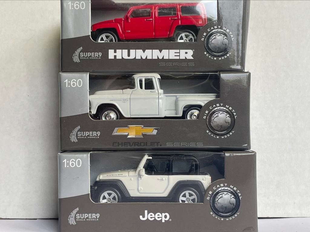 Super9 Jeep, Chevrolet, Hummer, 1:60, Enlèvement ou Envoi, Comme neuf, Voiture