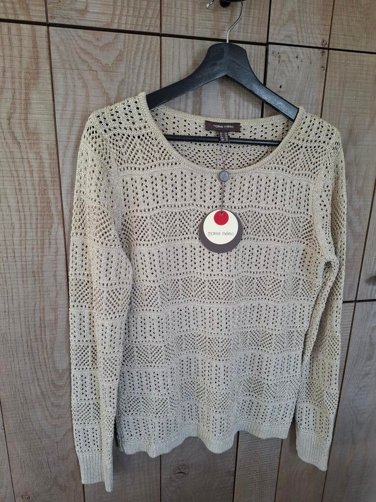 NIEUW! Gehaakte Trui Marie Mero Mt40 (nwpr 125eur), Maat 38/40 (M), Beige, Ophalen of Verzenden, Marie Méro