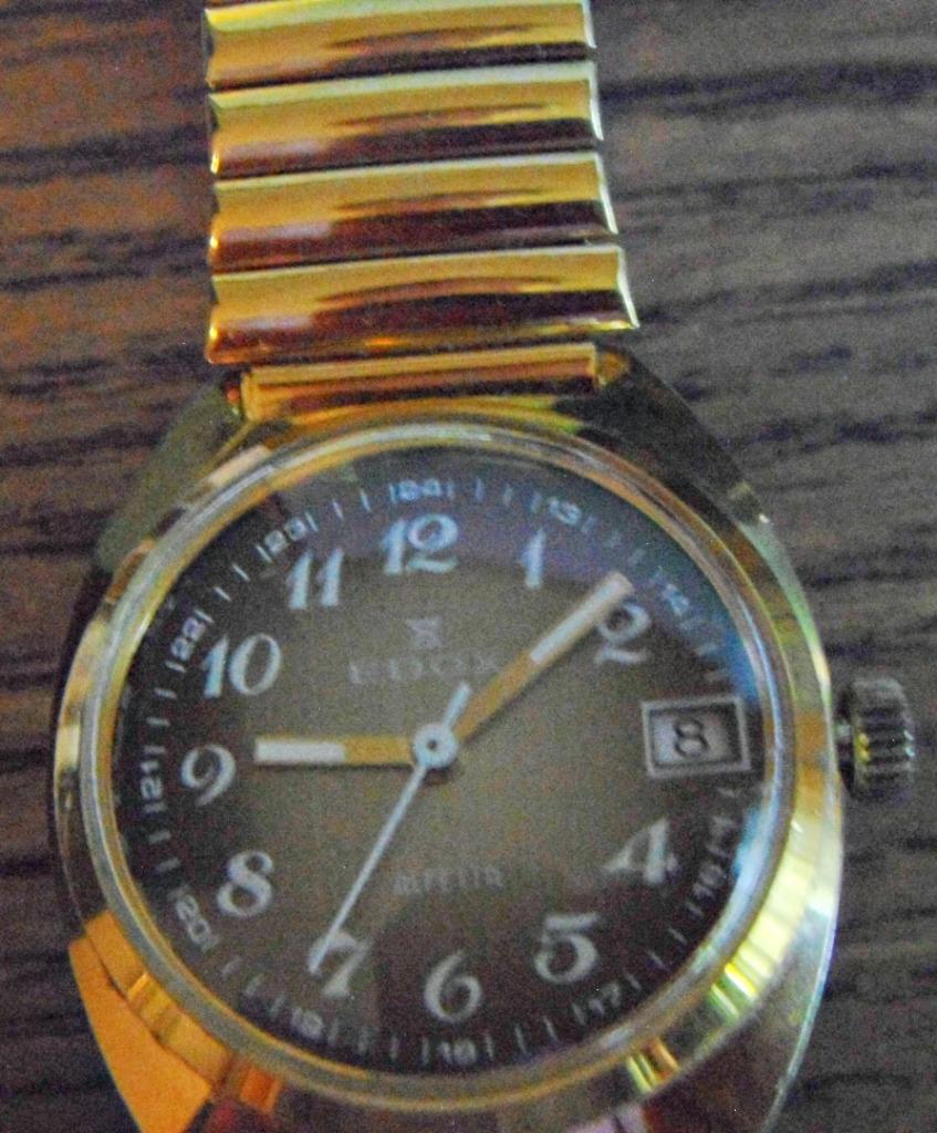 Montre EDOX Alfetta mécanique plaqué or, date, brac. extens., Enlèvement ou Envoi, Comme neuf