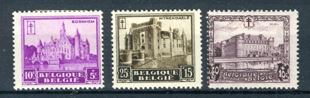 (B) 308/310 MH 1930 - Tuberculosebestrijding - Kastelen - 1, Postzegels en Munten, Ophalen of Verzenden, Postfris, Spoor van plakker
