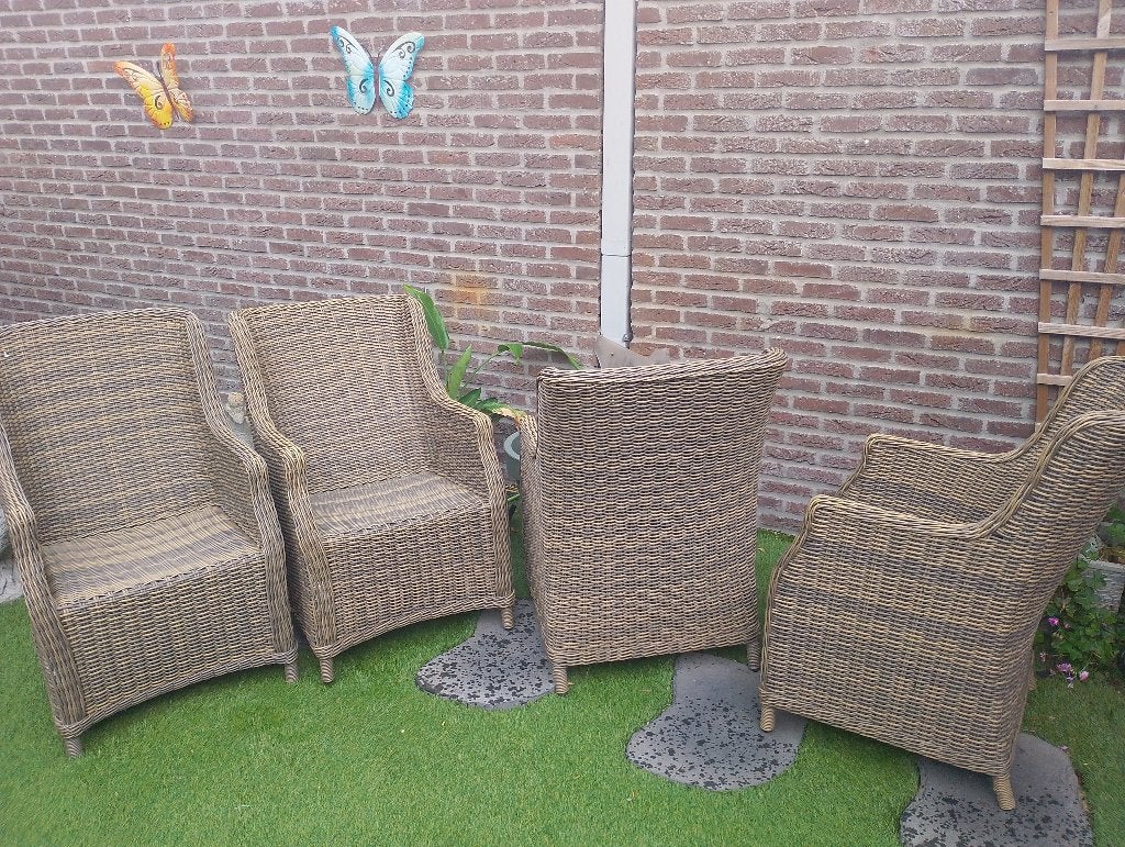 4 rotan stoelen, Tuin en Terras, 4 zitplaatsen, Rotan, Ophalen of Verzenden, Zo goed als nieuw