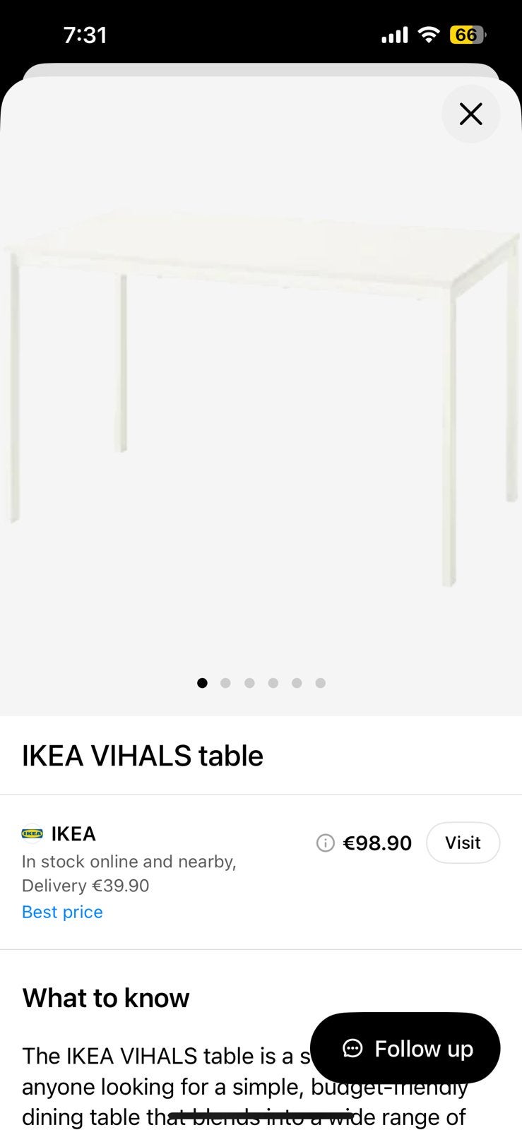 Table, Ophalen, Zo goed als nieuw