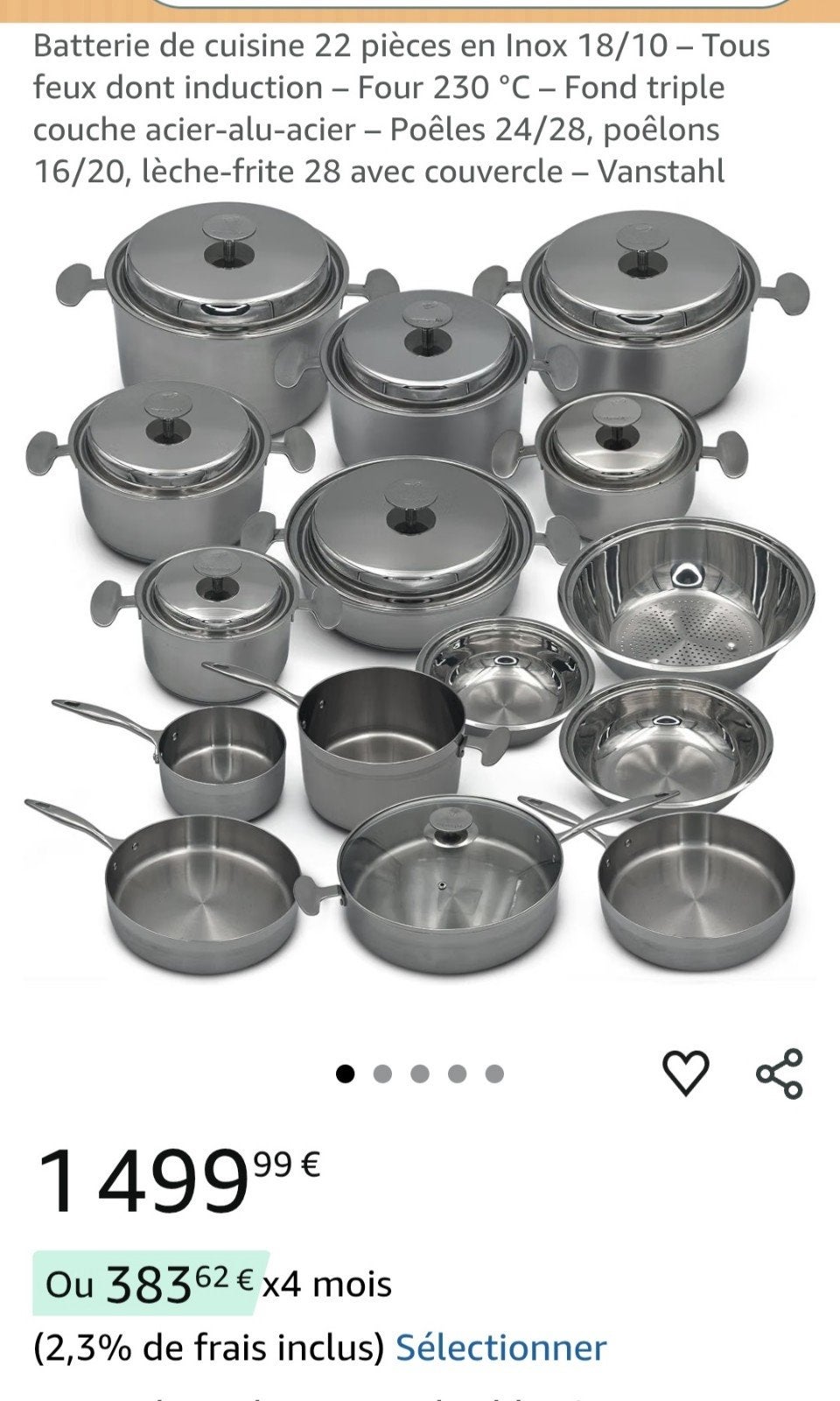 casseroles Vansthal 22 pièces, Neuf, Inox, Enlèvement, Compatible induction