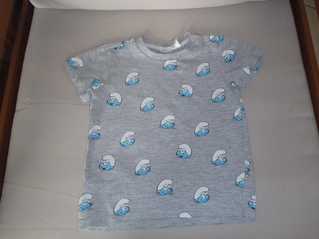 grijs t-shirt met smurfenmotief maat 80, Ophalen of Verzenden, Zo goed als nieuw, Jongetje, Overige typen
