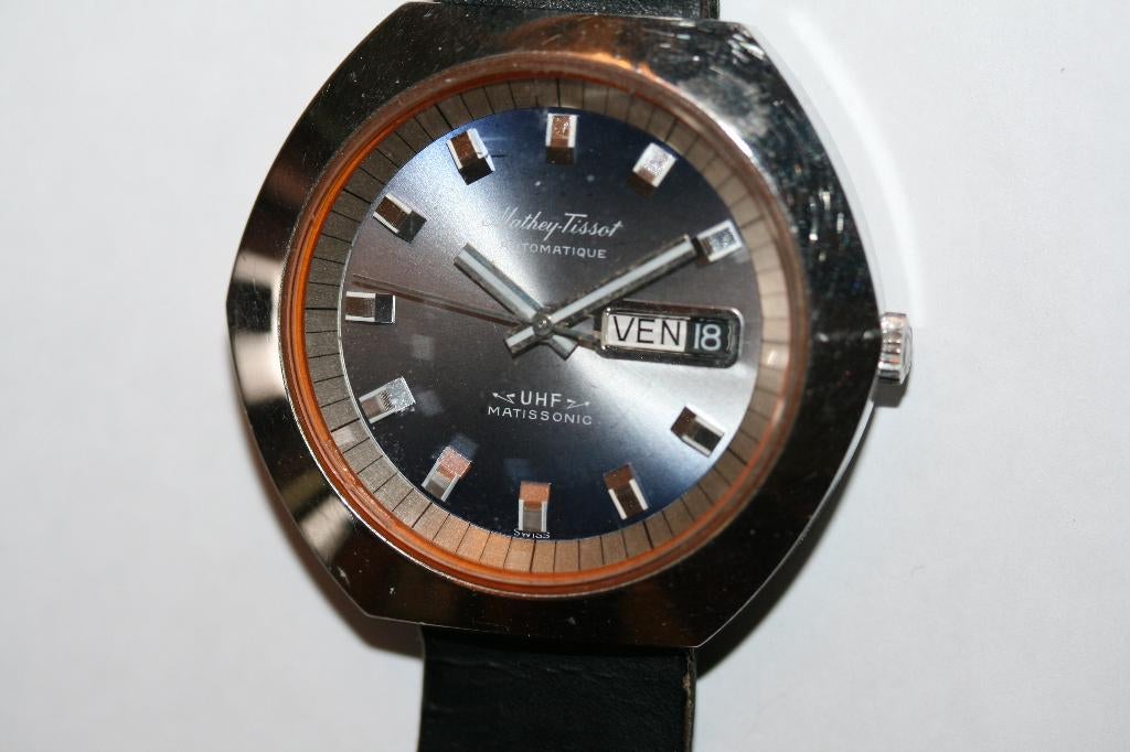 Mathey Tissot Swiss made Mechanisch horloge, Ophalen of Verzenden, Gebruikt, Staal, Polshorloge