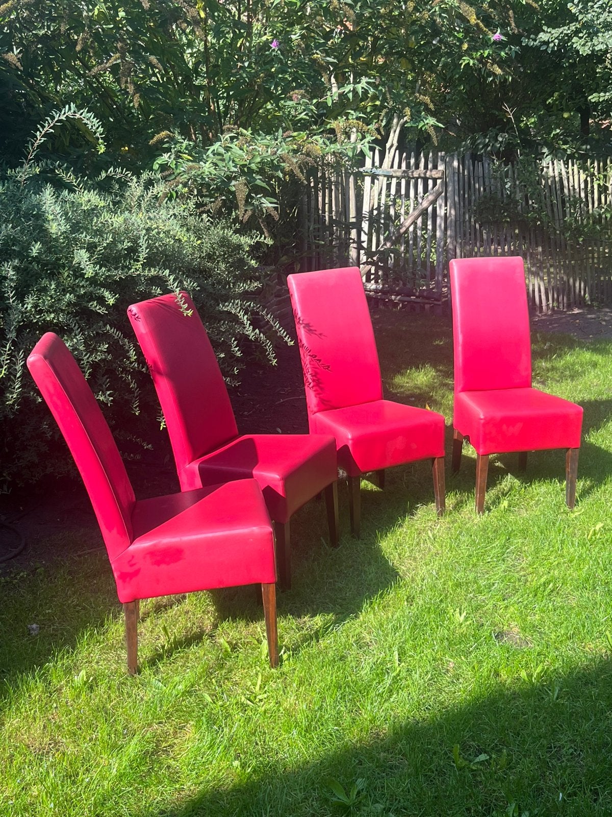 Rode leren stoelen, Huis en Inrichting, Ophalen, Gebruikt, Leer, Vier