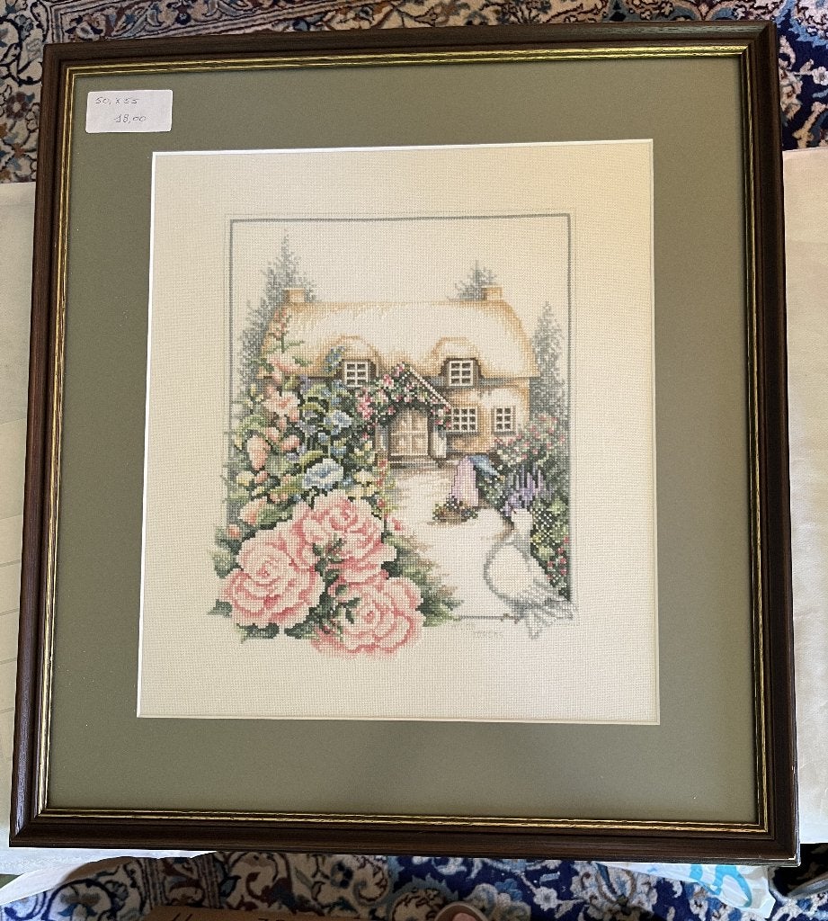 handwerk in kader maat 50*55, Huis en Inrichting, Ophalen, Bruin, Ingelijst werk, Zo goed als nieuw