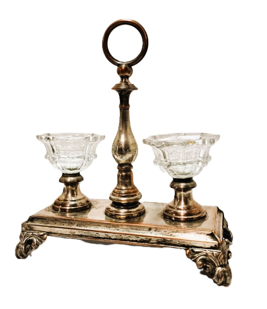 Ensemble de table à herbes antique en métal argenté., Enlèvement ou Envoi