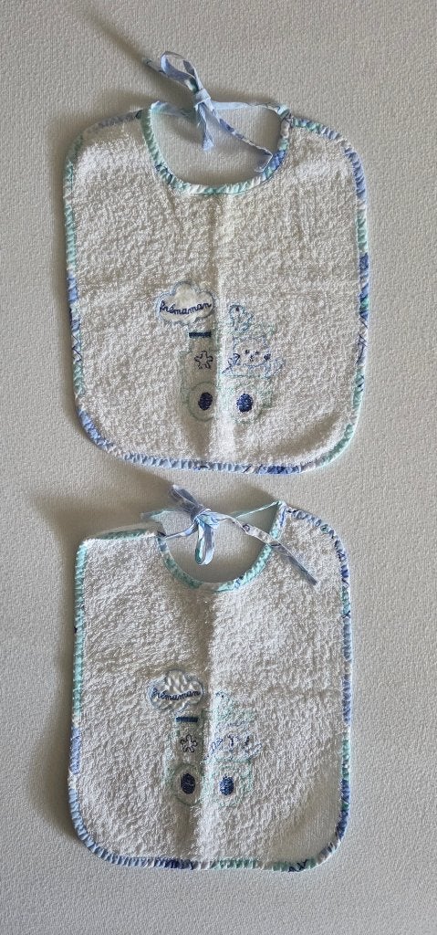 3 slabbetjes in wit en lichtblauw, Enlèvement ou Envoi, Comme neuf