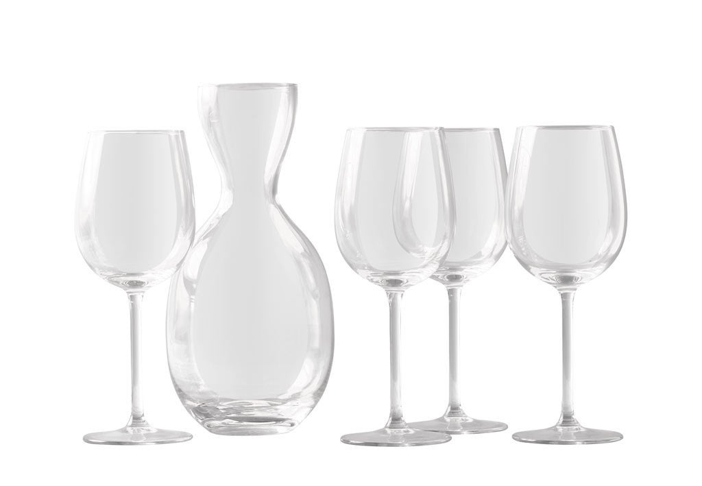 Nieuw | Royal Leerdam Podium Set wijnglazen + karaf 5-delig, Huis en Inrichting, Keuken | Servies, Glas of Glazen, Overige merken