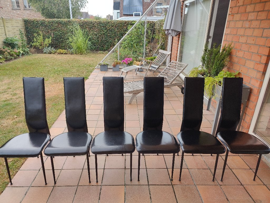 6 originele stoelen FASEM ikonen Italiaans design, Huis en Inrichting, Ophalen, Gebruikt, Zwart, Vintage jaren '80