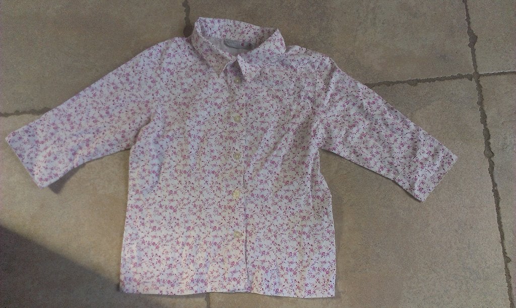 Roze bloemetjes bloes mt 128 (zie foto's), Kinderen en Baby's, Kinderkleding | Maat 128, Meisje, Overhemd of Blouse, Ophalen of Verzenden