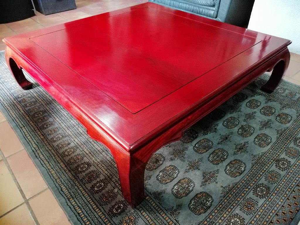 Asie - Grande table basse de salon bois exotique F59, Asiatique, 100 à 150 cm, Enlèvement, Autres matériaux