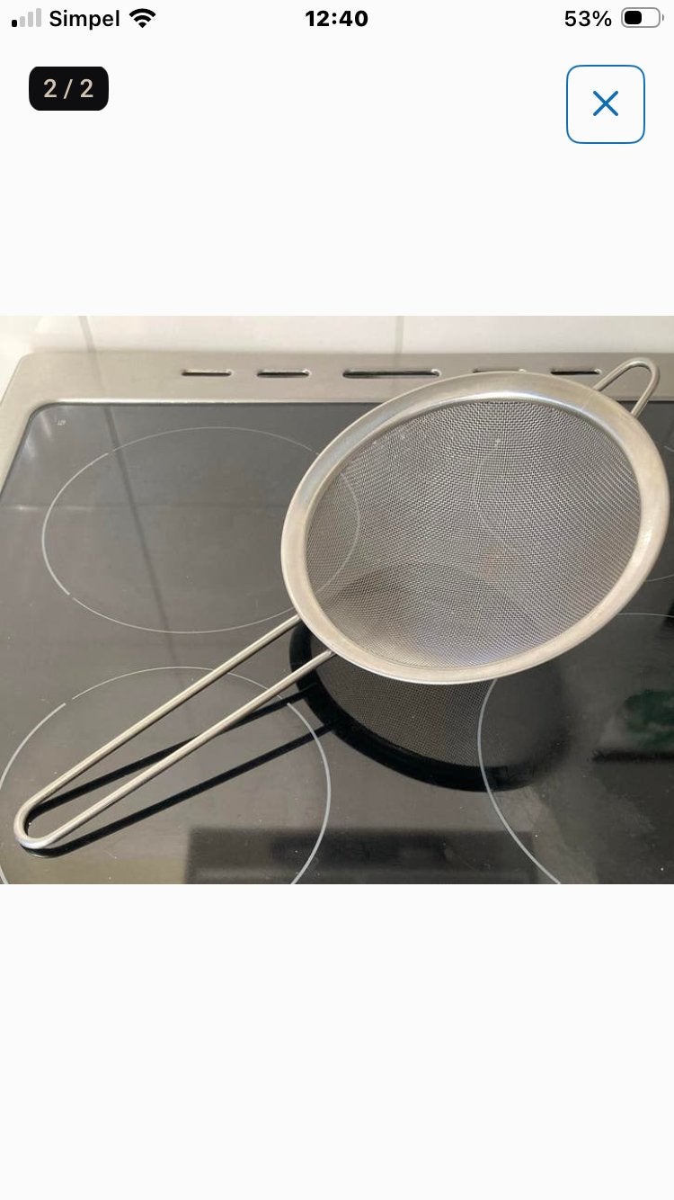 Degelijke metalen zeef - 21cm doorsnee, 18cm steel, Ophalen of Verzenden, Zo goed als nieuw